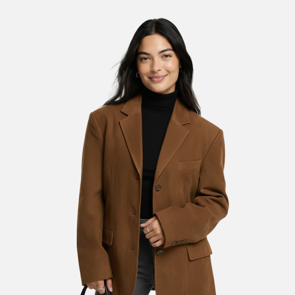 Emma | Fall Suede Buttoned Jacket with Pointed Collar