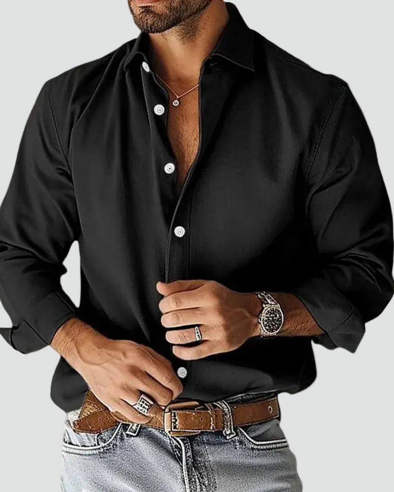 Mens Slim Fit Button Down Shirt Long Sleeve Five Color