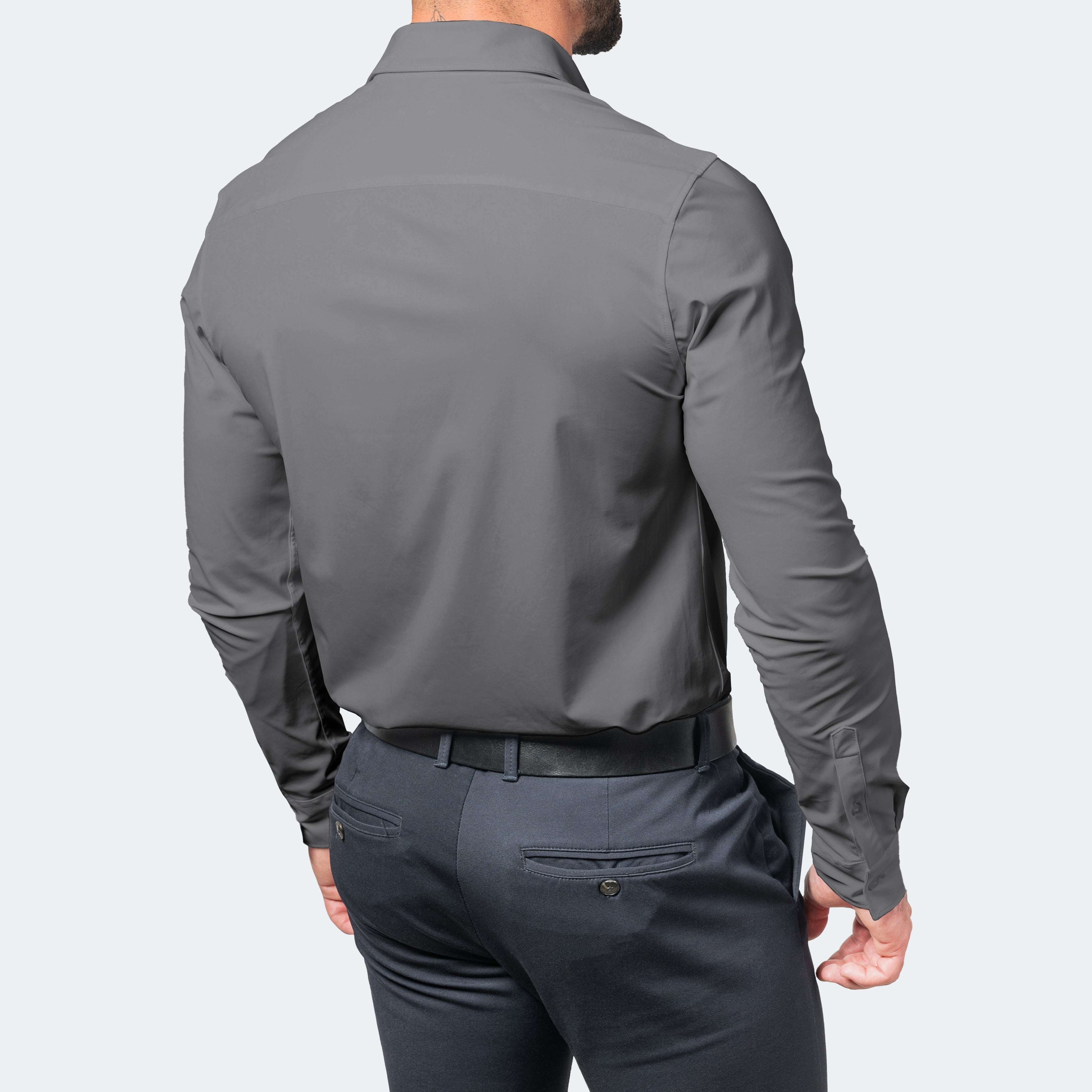 Mens Stretch Shirt Wrinkle Free Slim Fit Long Sleeve
