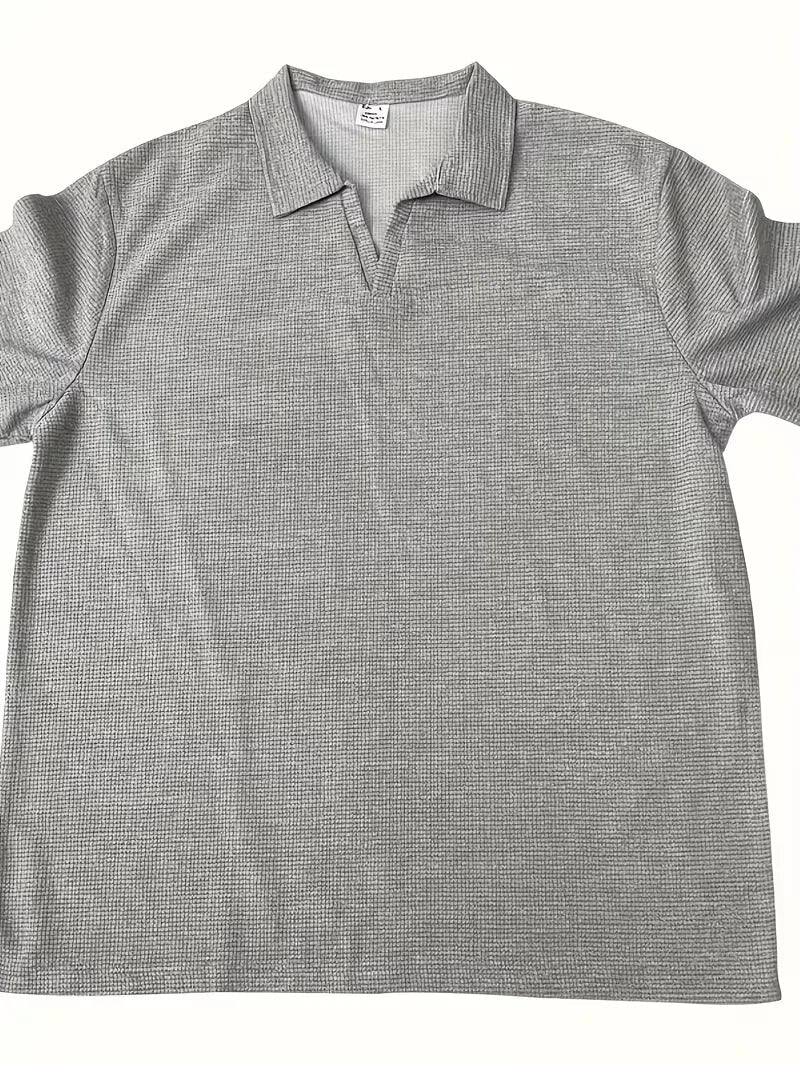 Mens Short Sleeve V Neck Waffle Polo