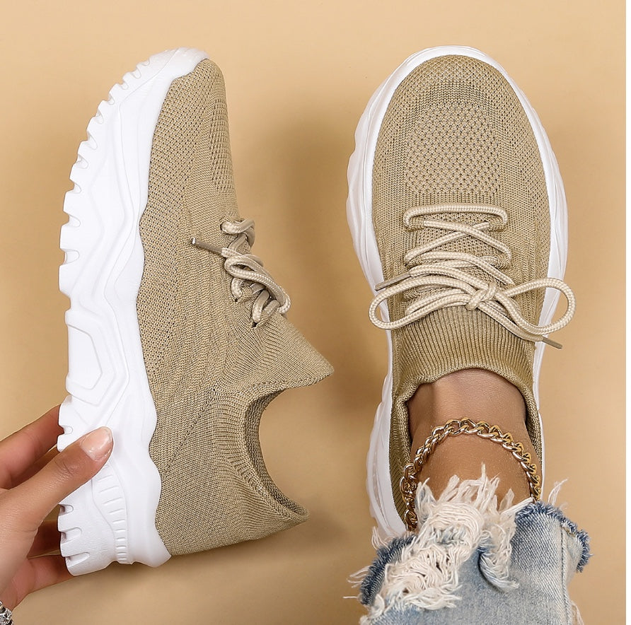 Orthopedic Platform Sneakers Knit Mesh Arch Support Comfort