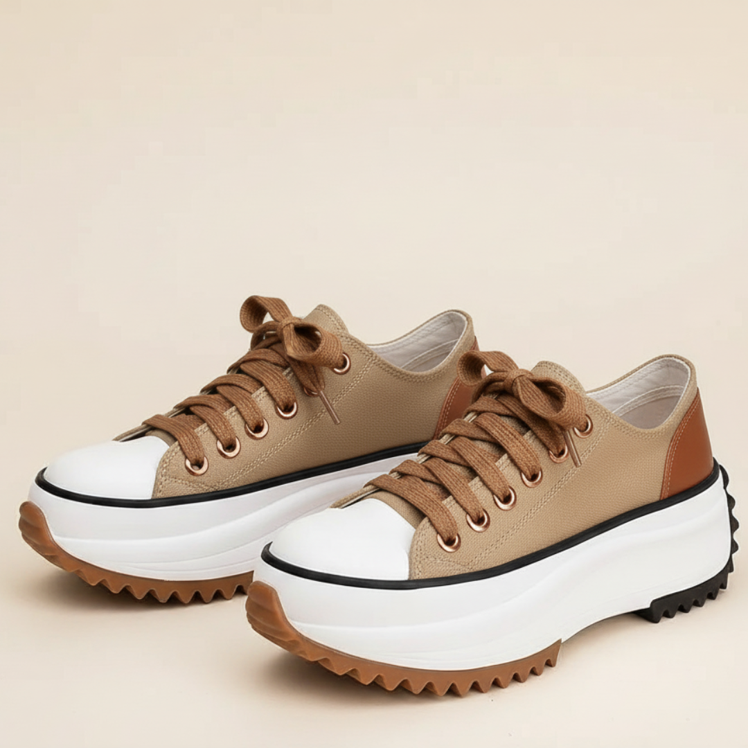 Fall Platform Canvas Sneakers — Chunky Sole Lace-Up Shoes