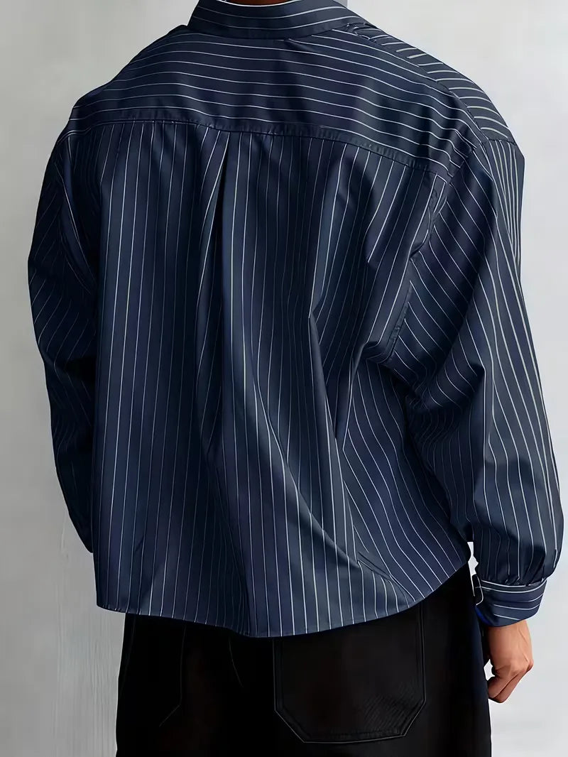 Mens Vertical Stripe Long Sleeve Shirt