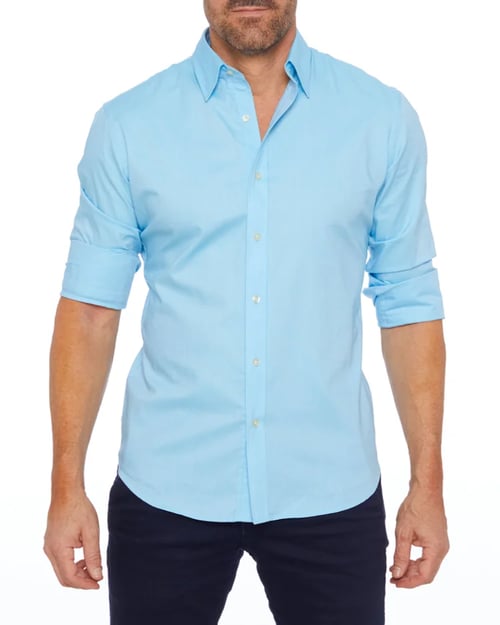 Mens Oxford Shirt Slim Fit Stretch Zip Closure Five Color