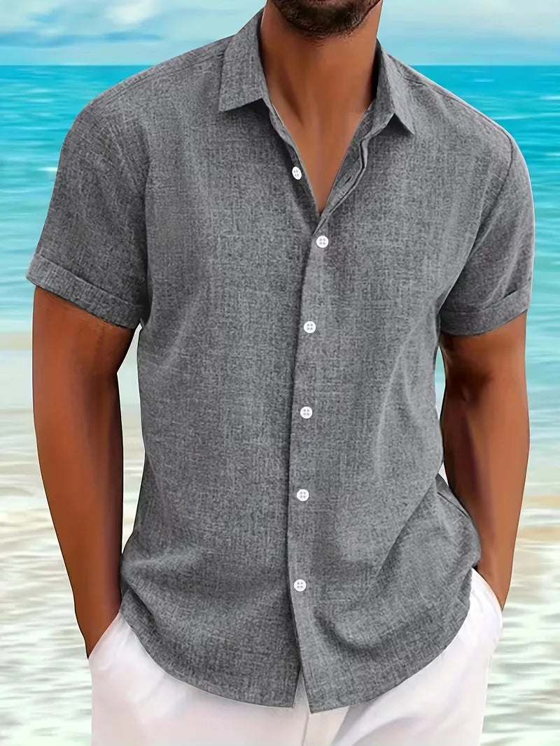 Mens V Neck Short Sleeve Shirt Regular Fit