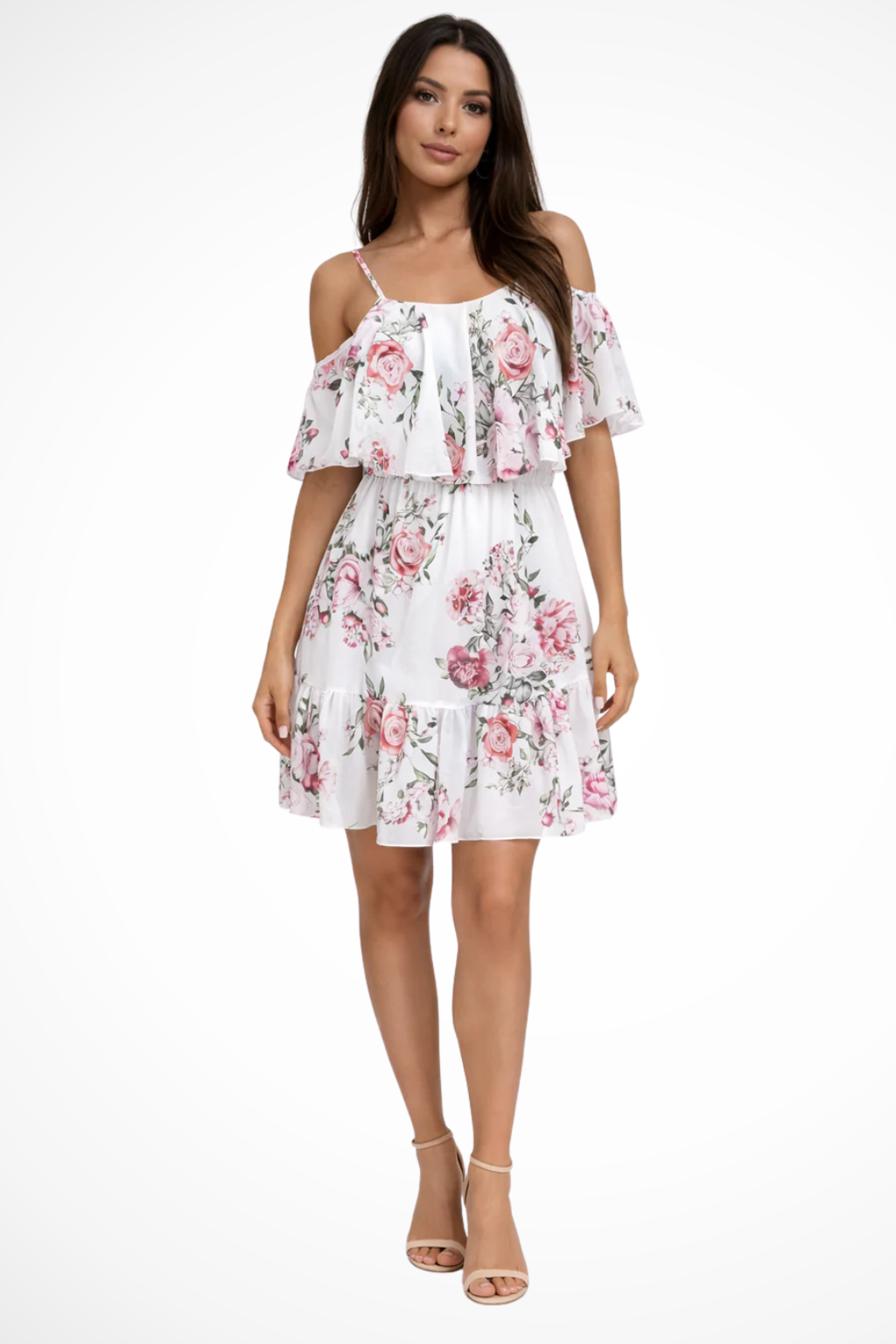 Womens Mini Summer Dress Floral Print Off Shoulder