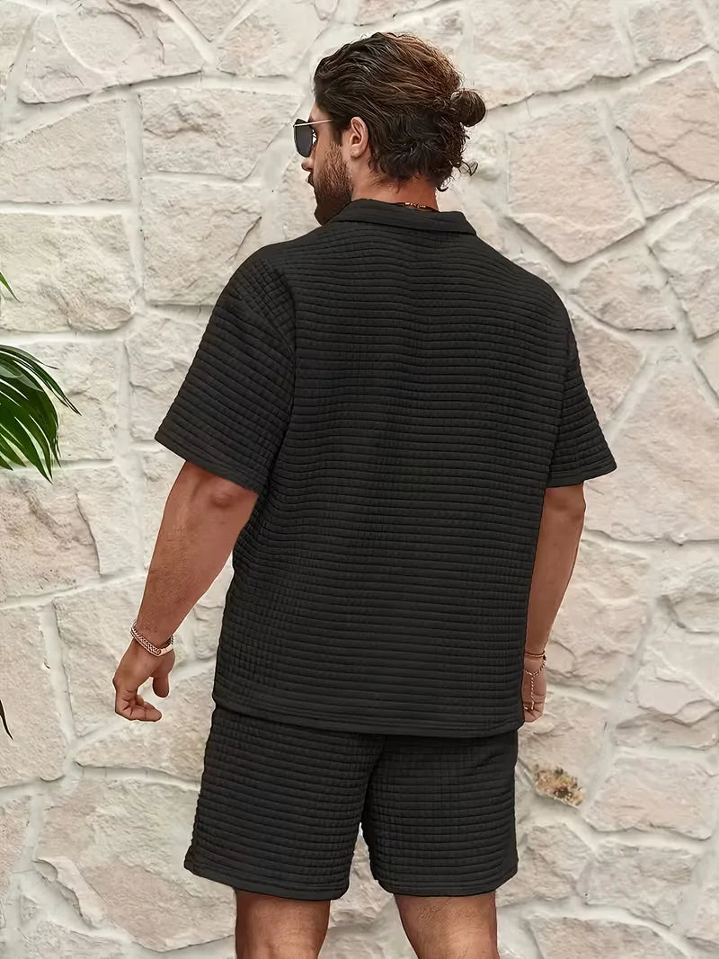 Mens V Neck Top and Shorts Set