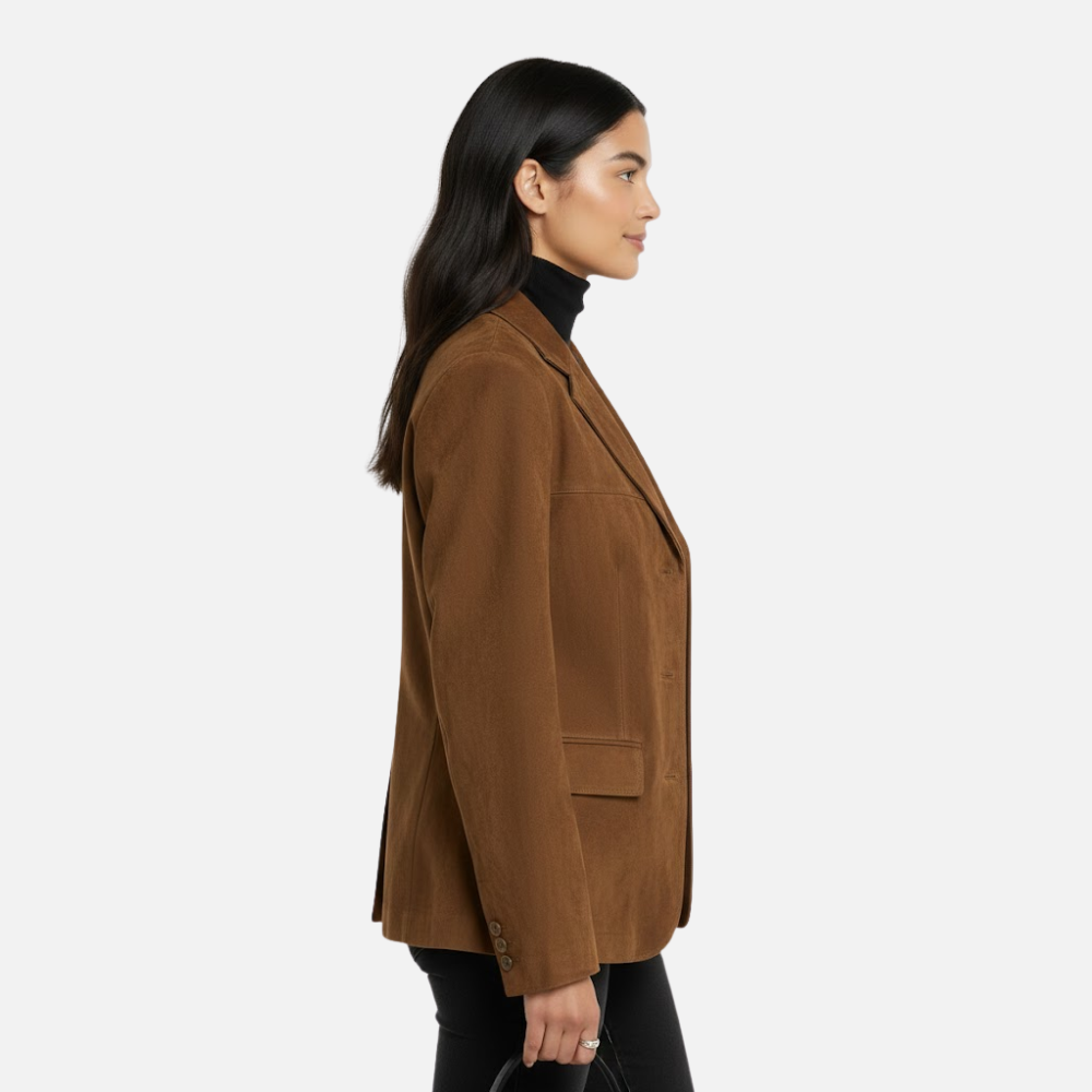 Emma | Fall Suede Buttoned Jacket with Pointed Collar