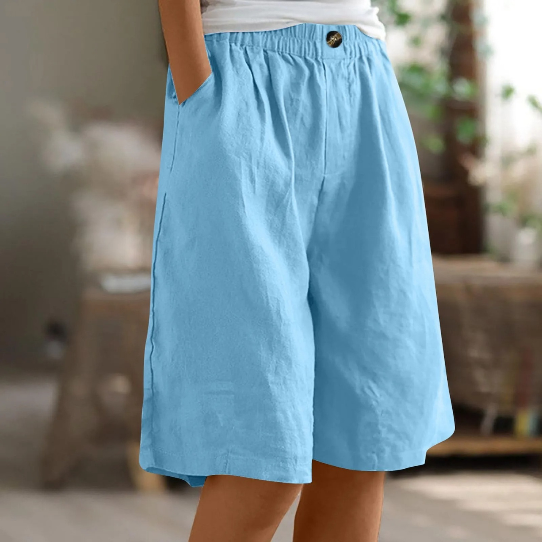 Womens Wide Leg Shorts Pockets Five Color