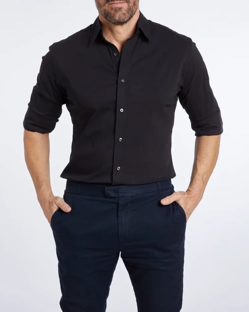 Mens Oxford Shirt Slim Fit Stretch Zip Closure Five Color