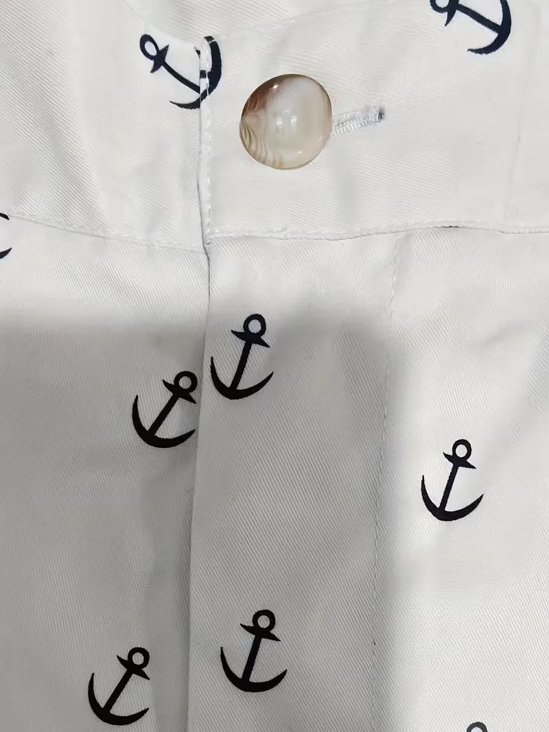 Mens Anchor Print Shorts Straight Fit