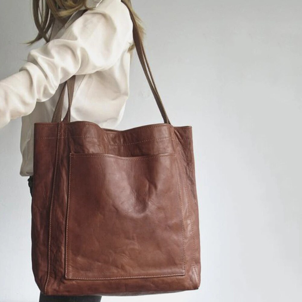 Structured Leather Tote Bag