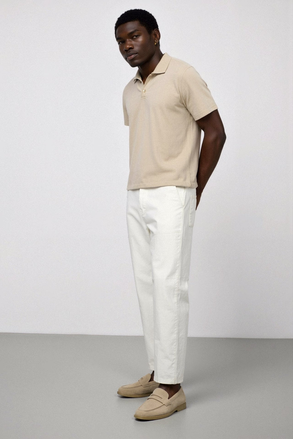 Mens Beige Loafer Slip On Two Color