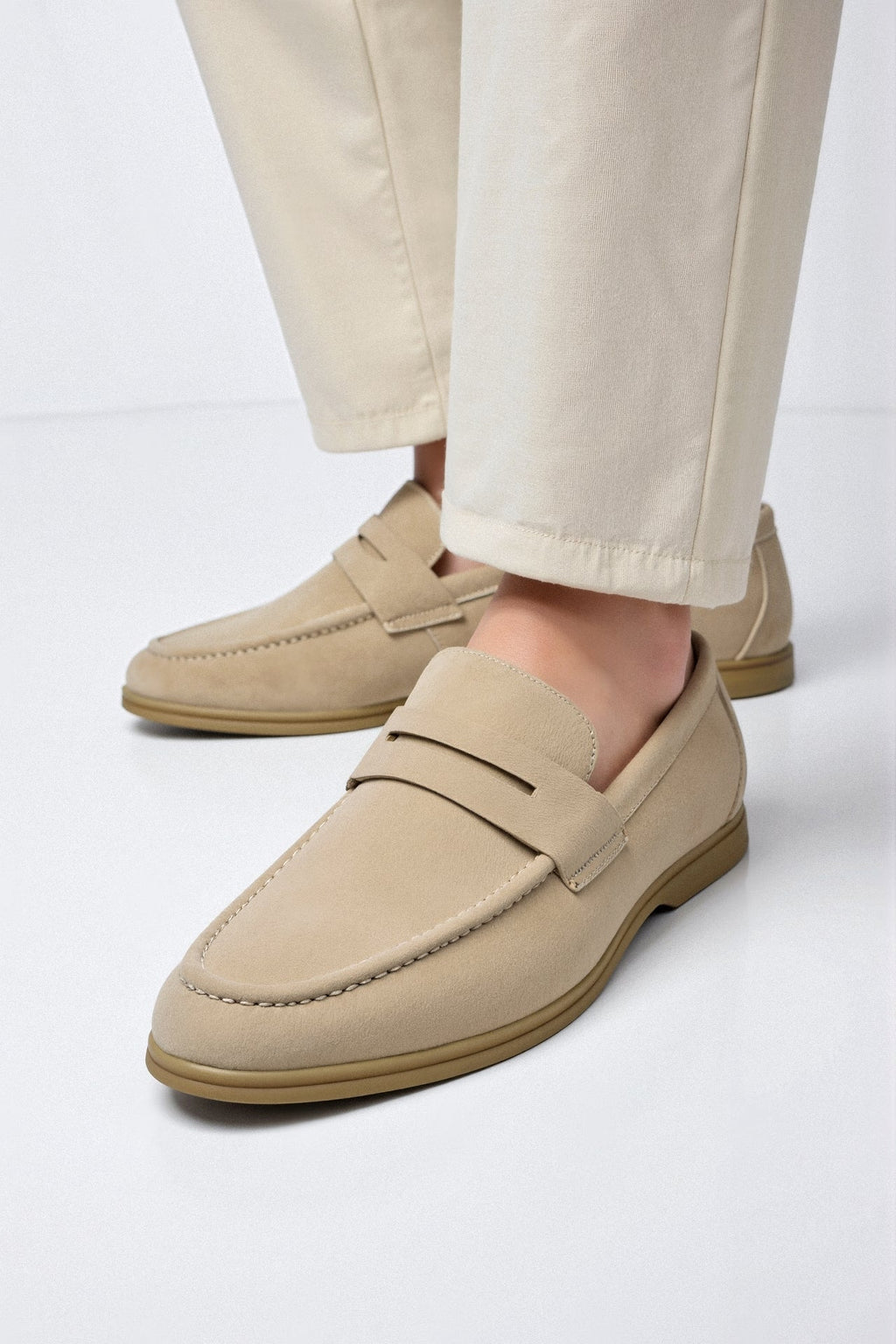 Mens Beige Loafer Slip On Two Color