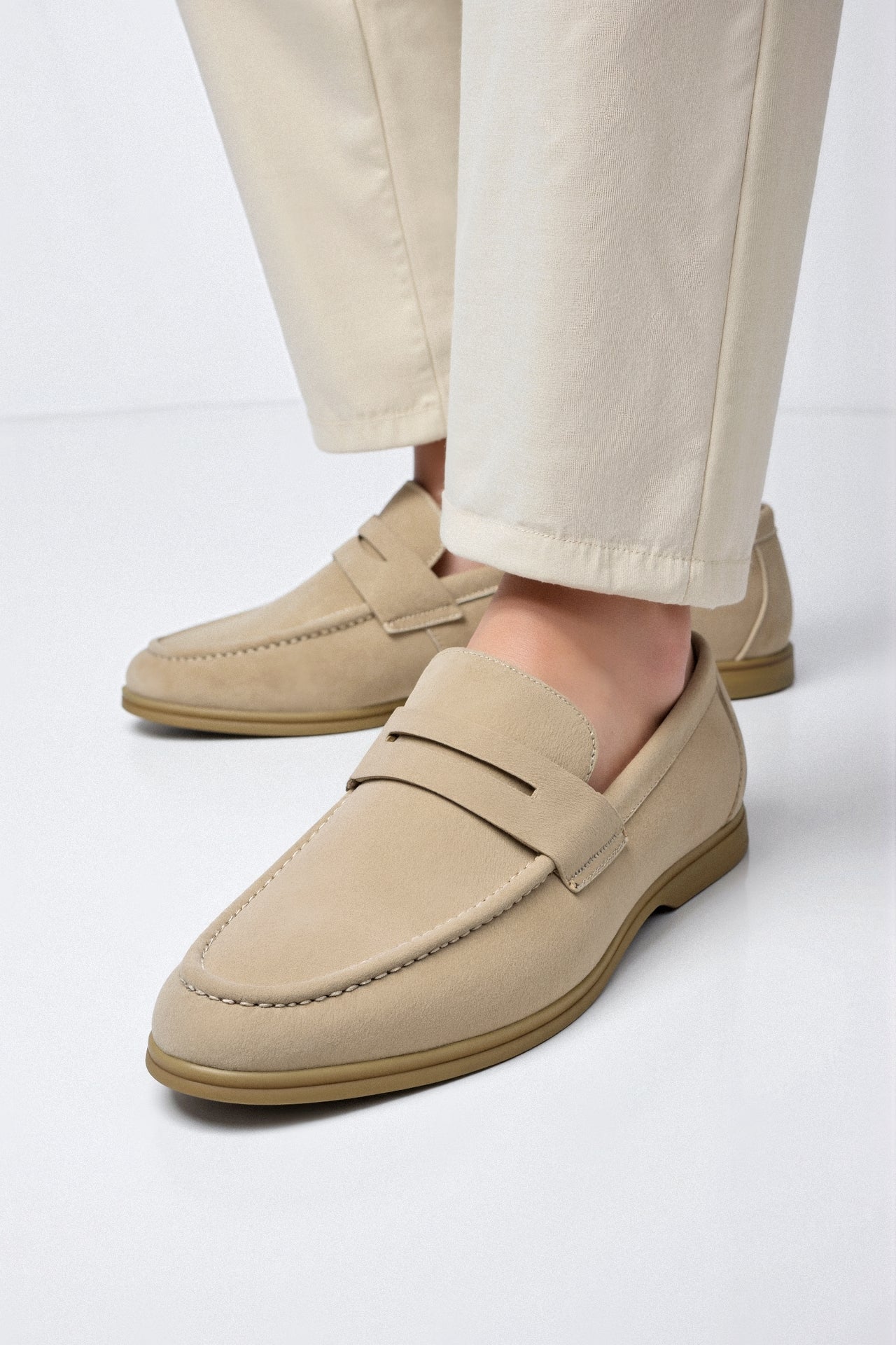 Mens Beige Loafer Slip On Two Color