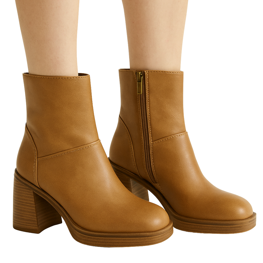 Womens Tan Leather Ankle Boots