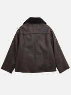 Women's Oversized Jacket Faux Fur Collar Faux Leather Winter