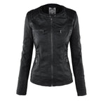 Women's Faux Leather Jacket Hooded Water Repellent