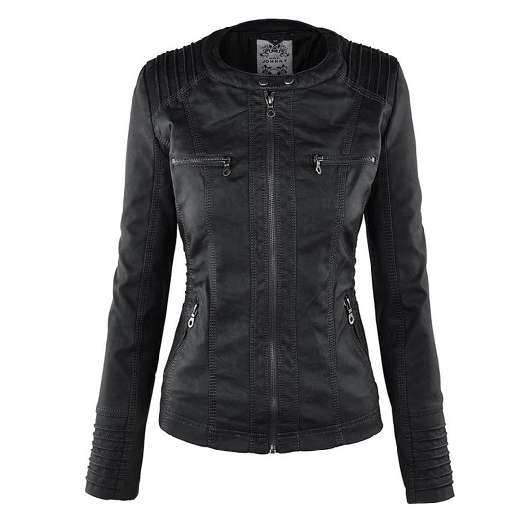 Women's Faux Leather Jacket Hooded Water Repellent