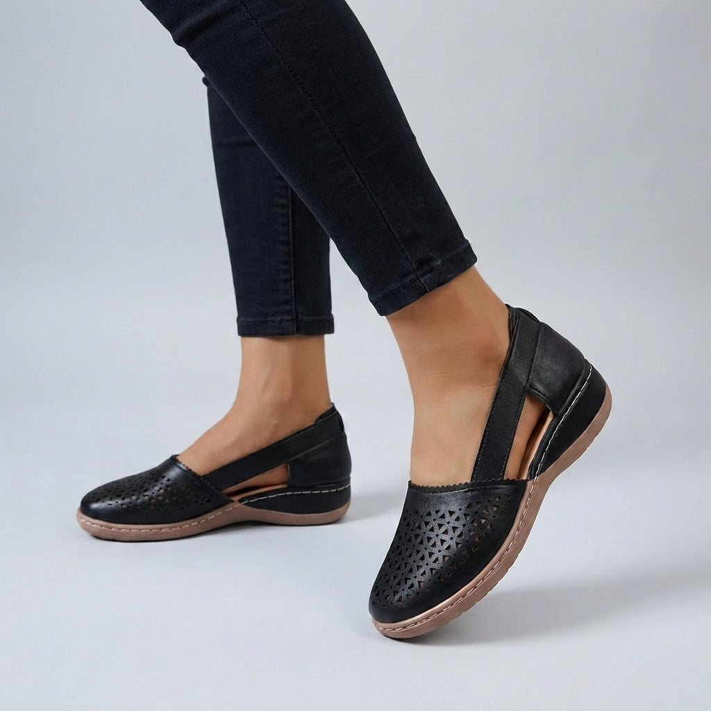 Orthopedic Scalloped Cut-Out Comfort Sandals