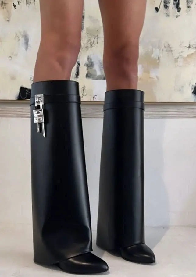 Wedge Boots Ankle Vegan Leather Block Heel Zip Up Fall
