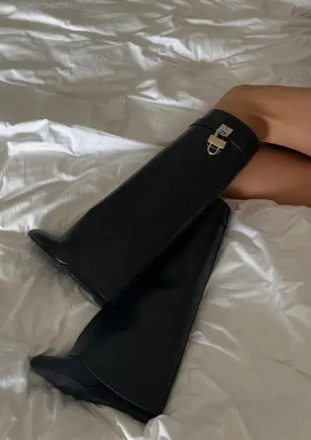 Wedge Boots Ankle Vegan Leather Block Heel Zip Up Fall