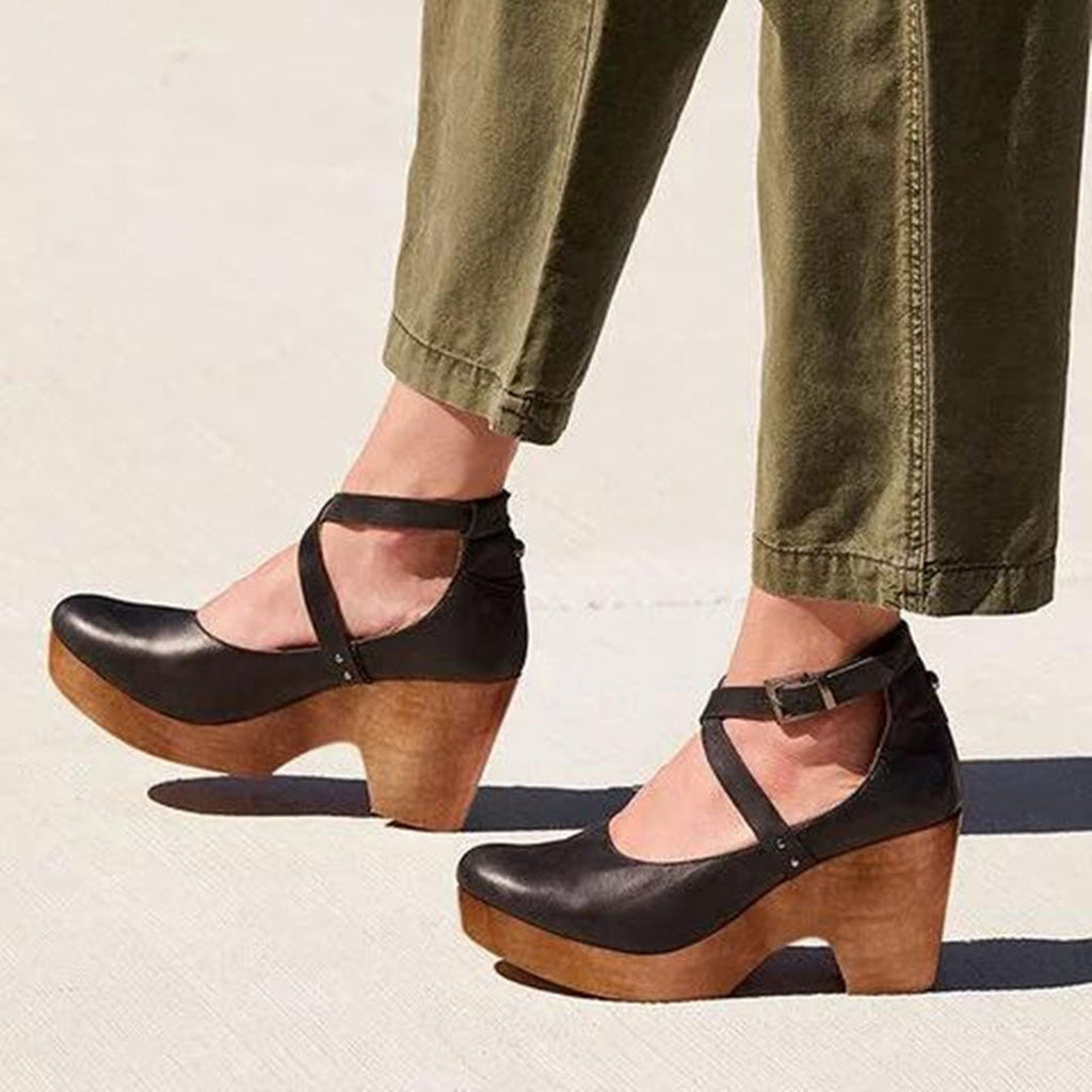 Closed Toe Wedge Heels Ankle Strap