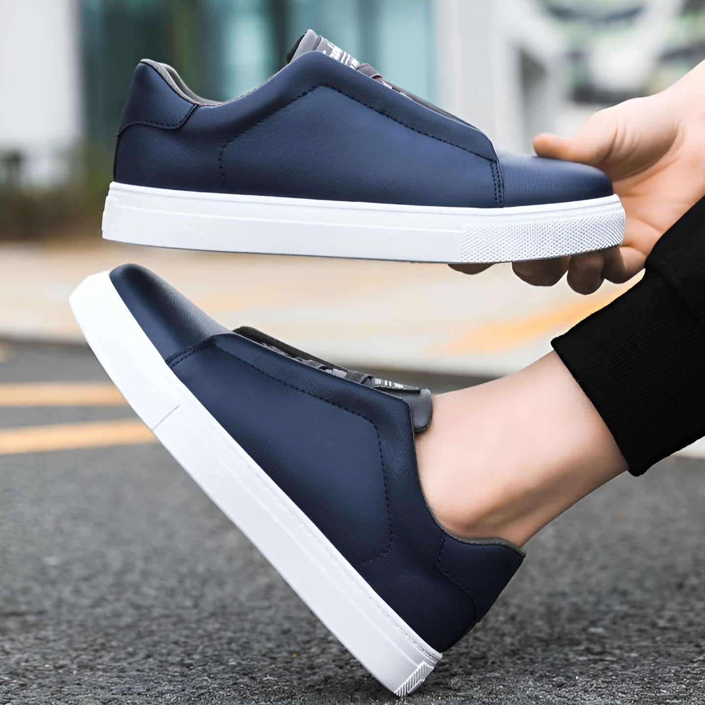 Mens White Leather Sneaker Three Color