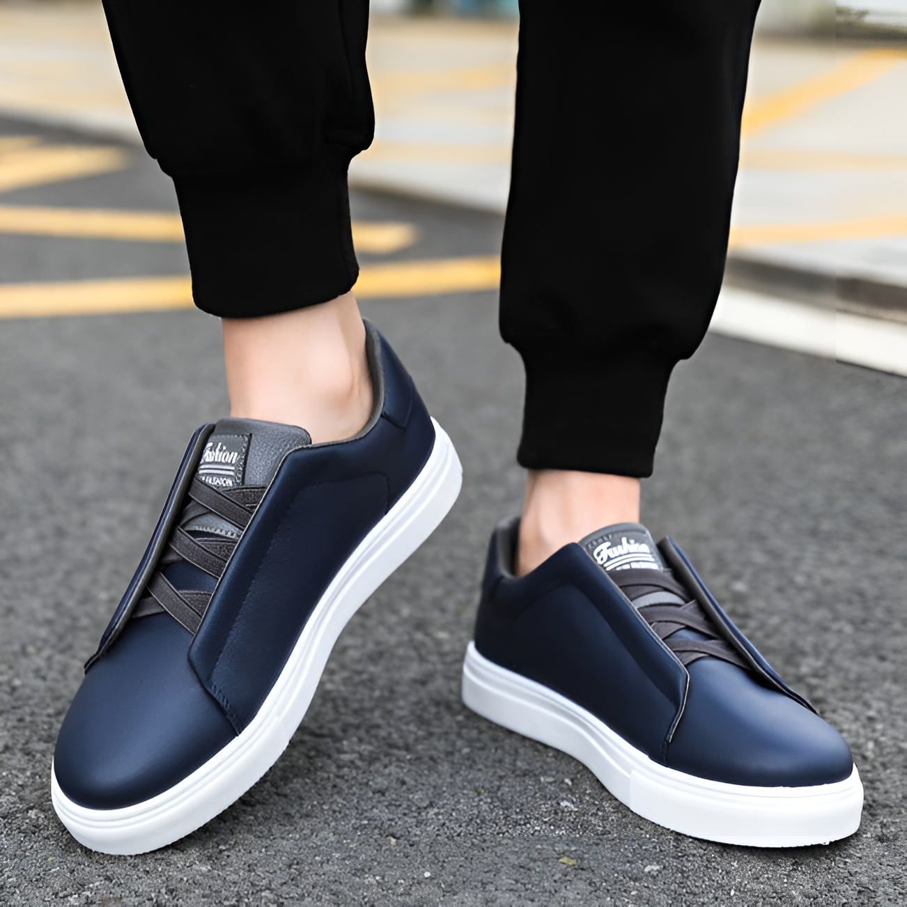 Mens White Leather Sneaker Three Color