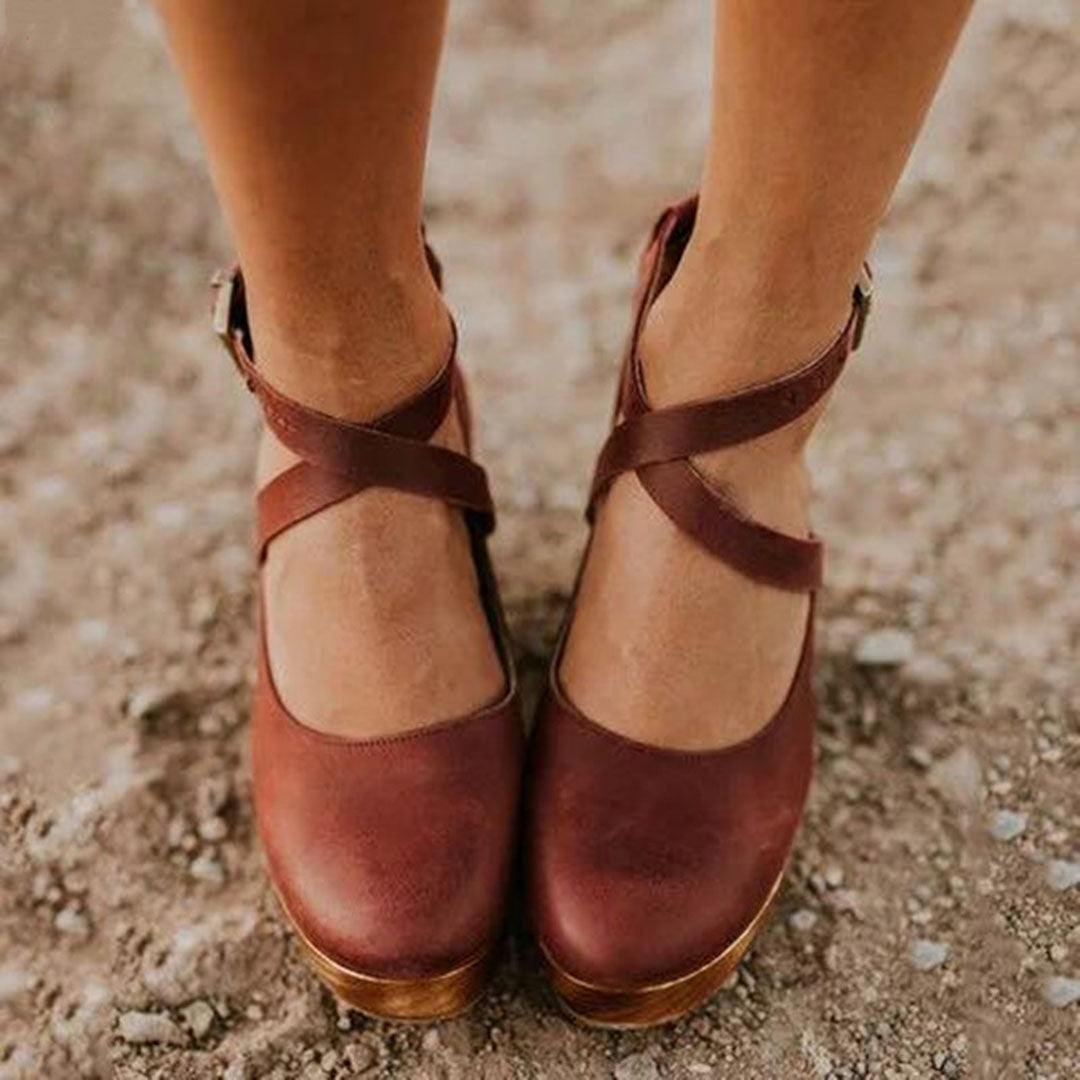 Closed Toe Wedge Heels Ankle Strap