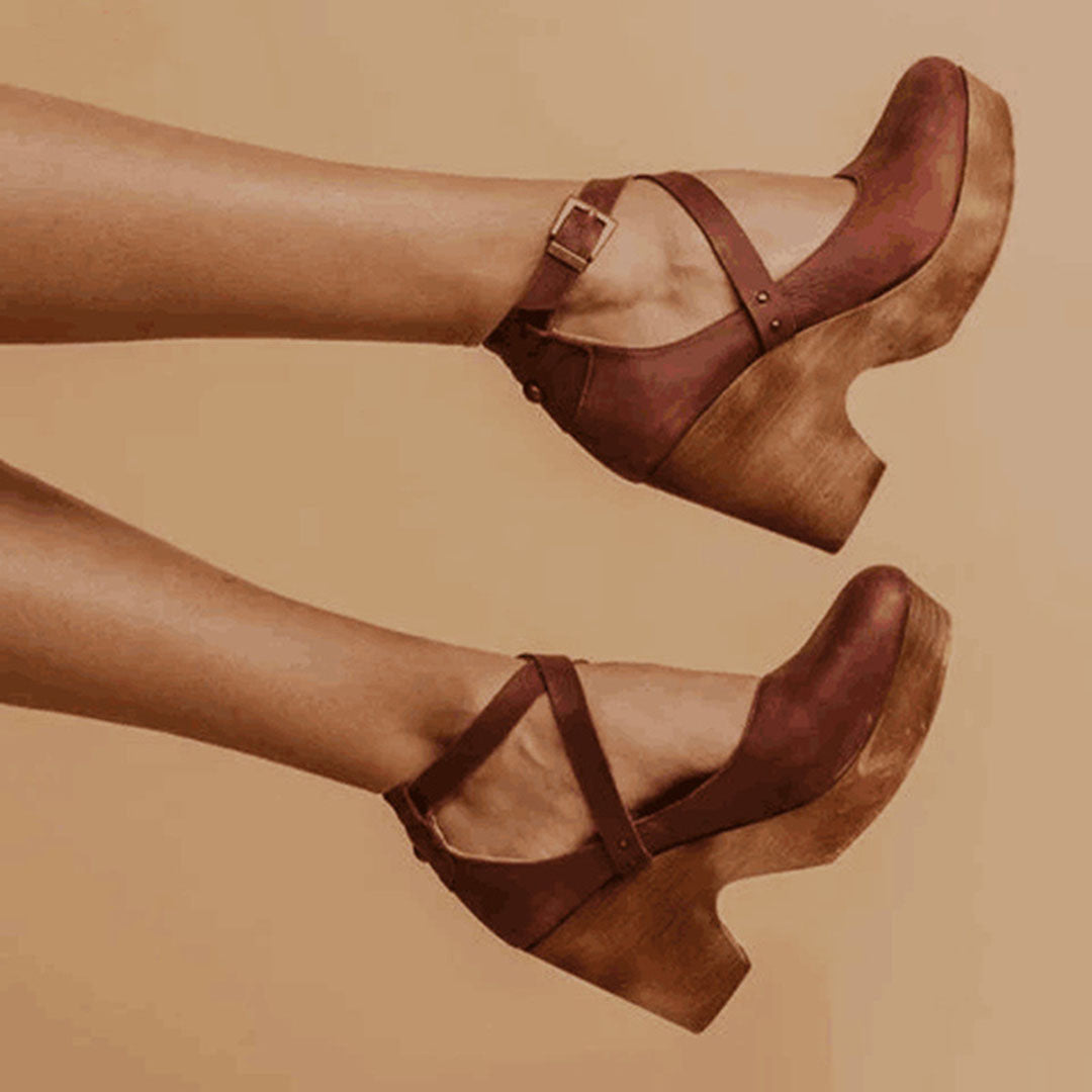 Closed Toe Wedge Heels Ankle Strap