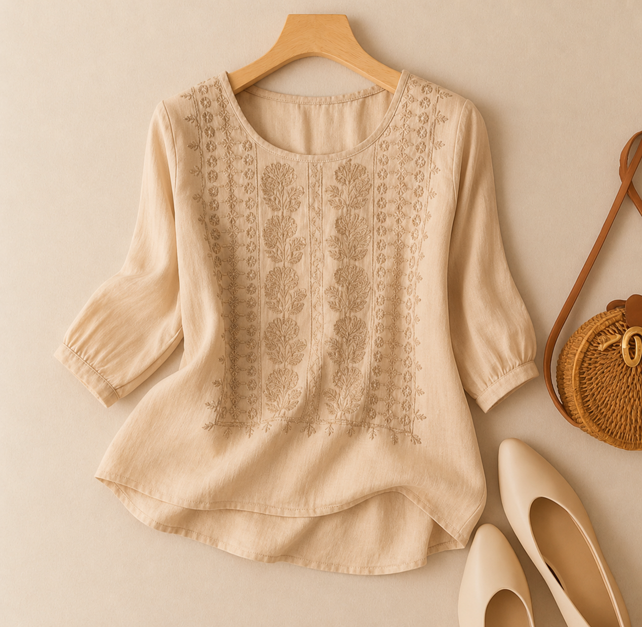 Embroidered Floral Blouse Relaxed