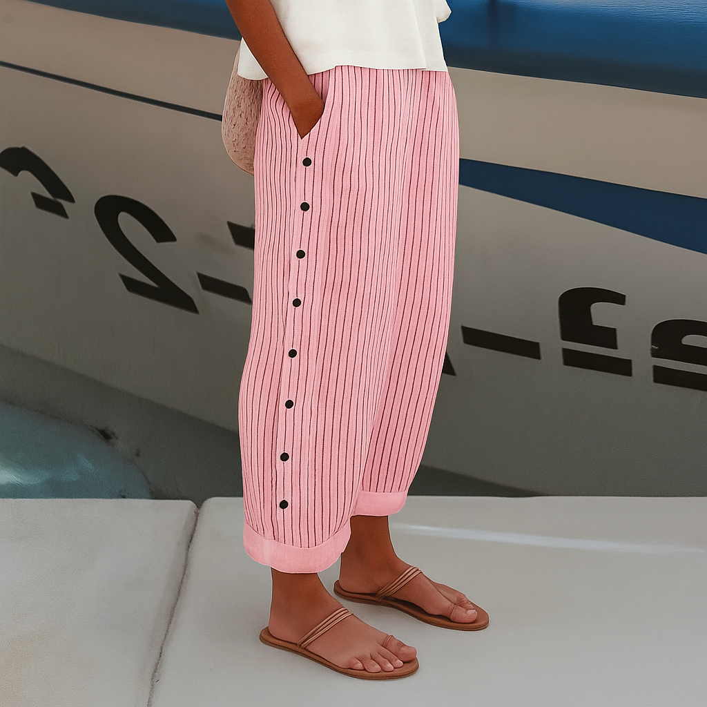 Straight Leg Pants Elastic Waist Pockets
