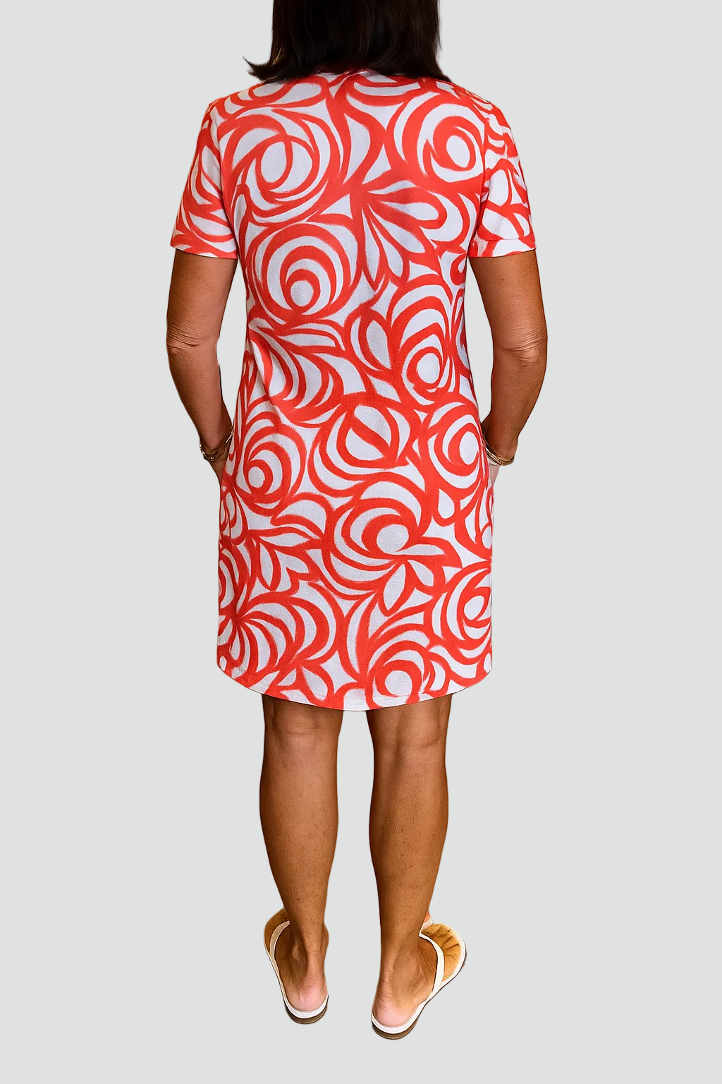 Womens Mini Dress Short Sleeve Abstract Print
