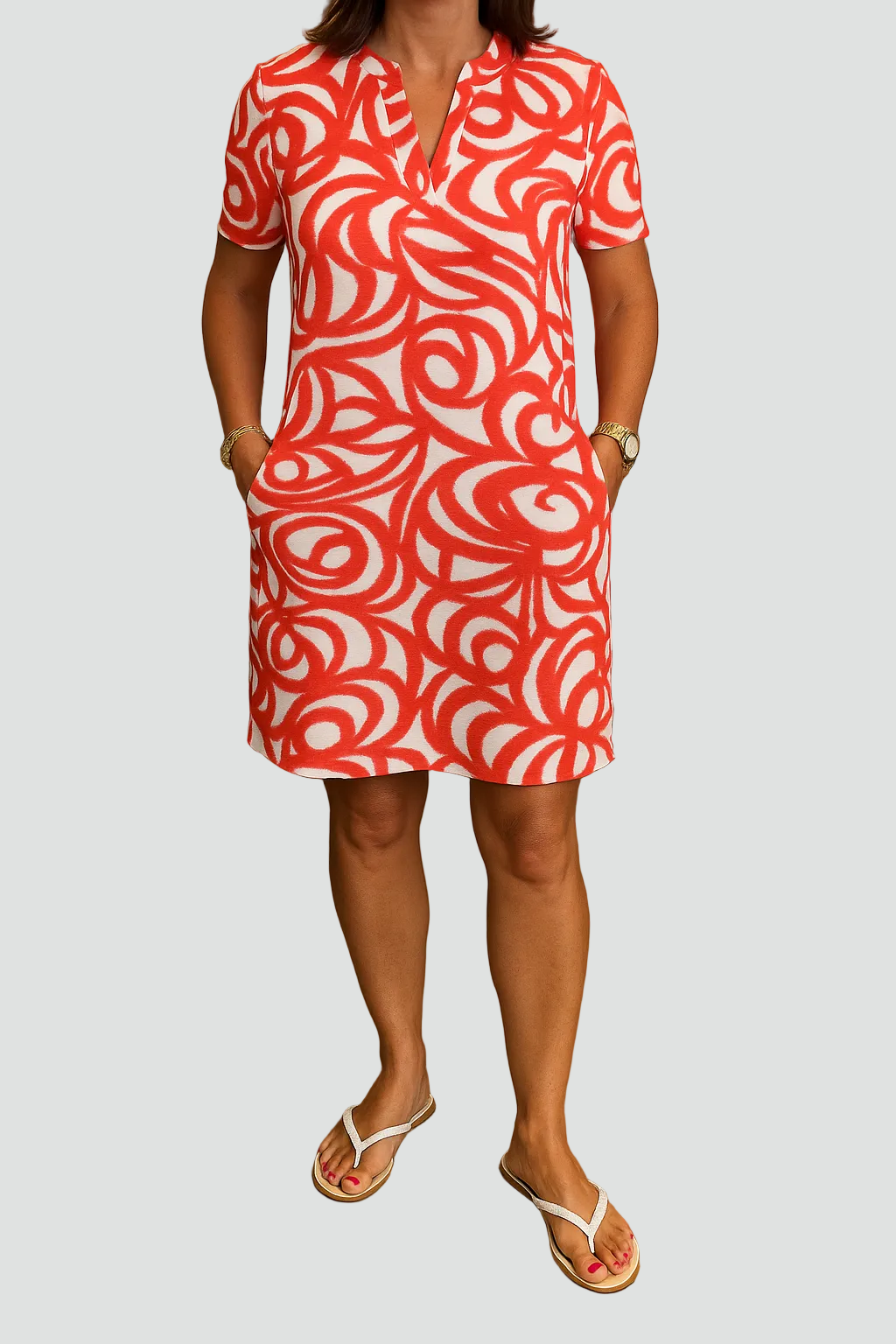 Womens Mini Dress Short Sleeve Abstract Print