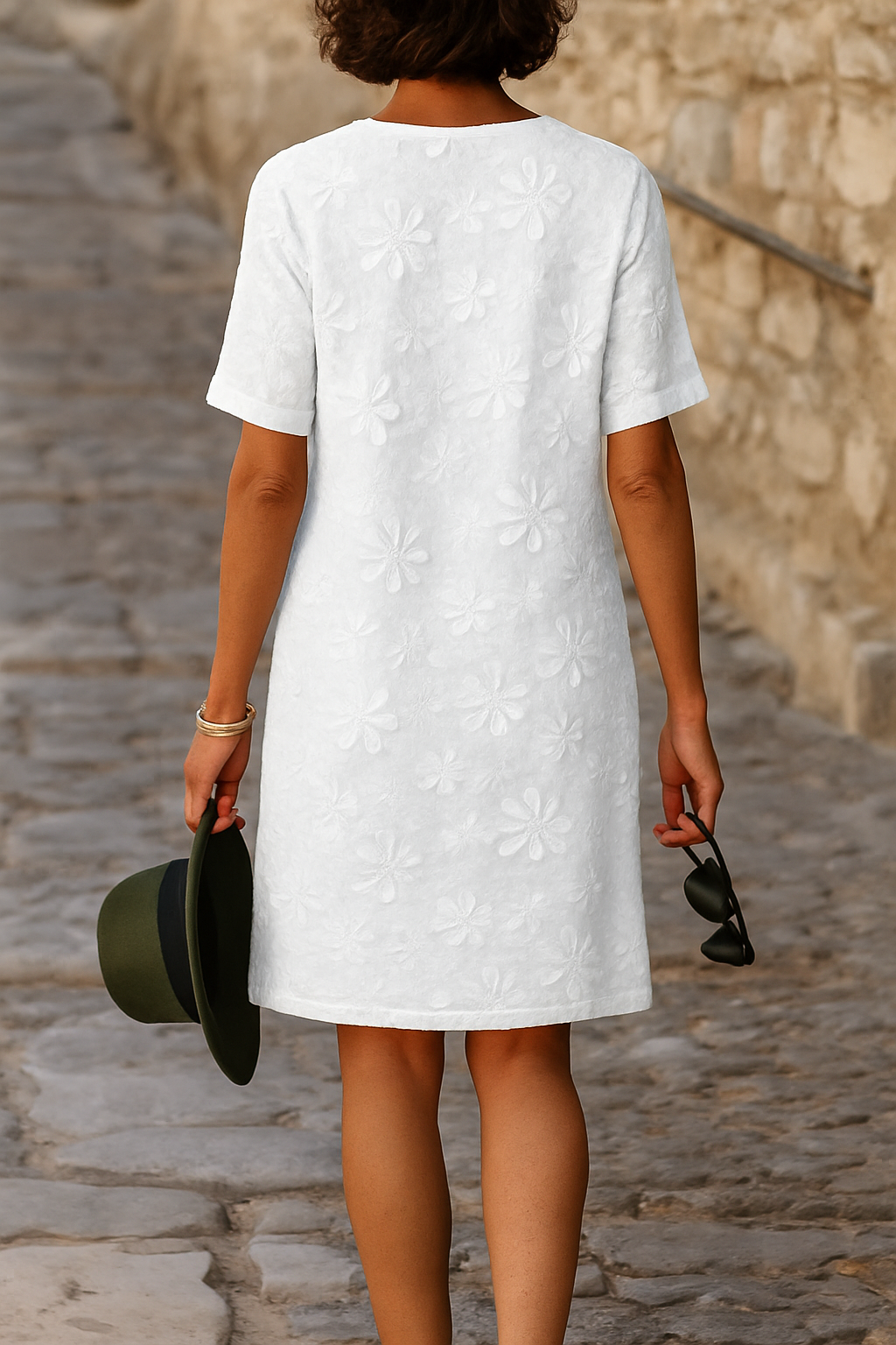 Womens Floral Mini Dress Applique