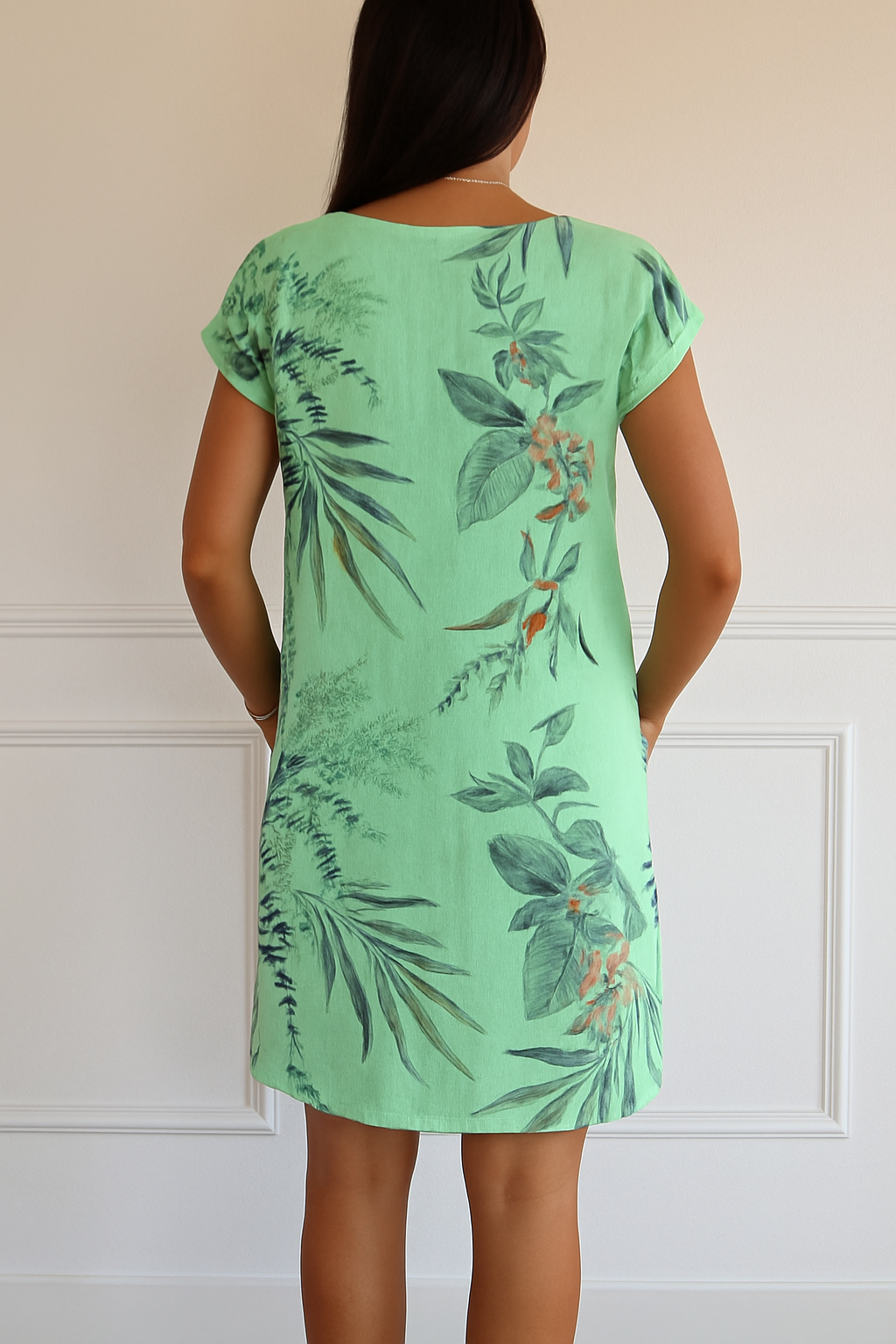 Womens Linen Midi Summer Dress V Neck Five Color