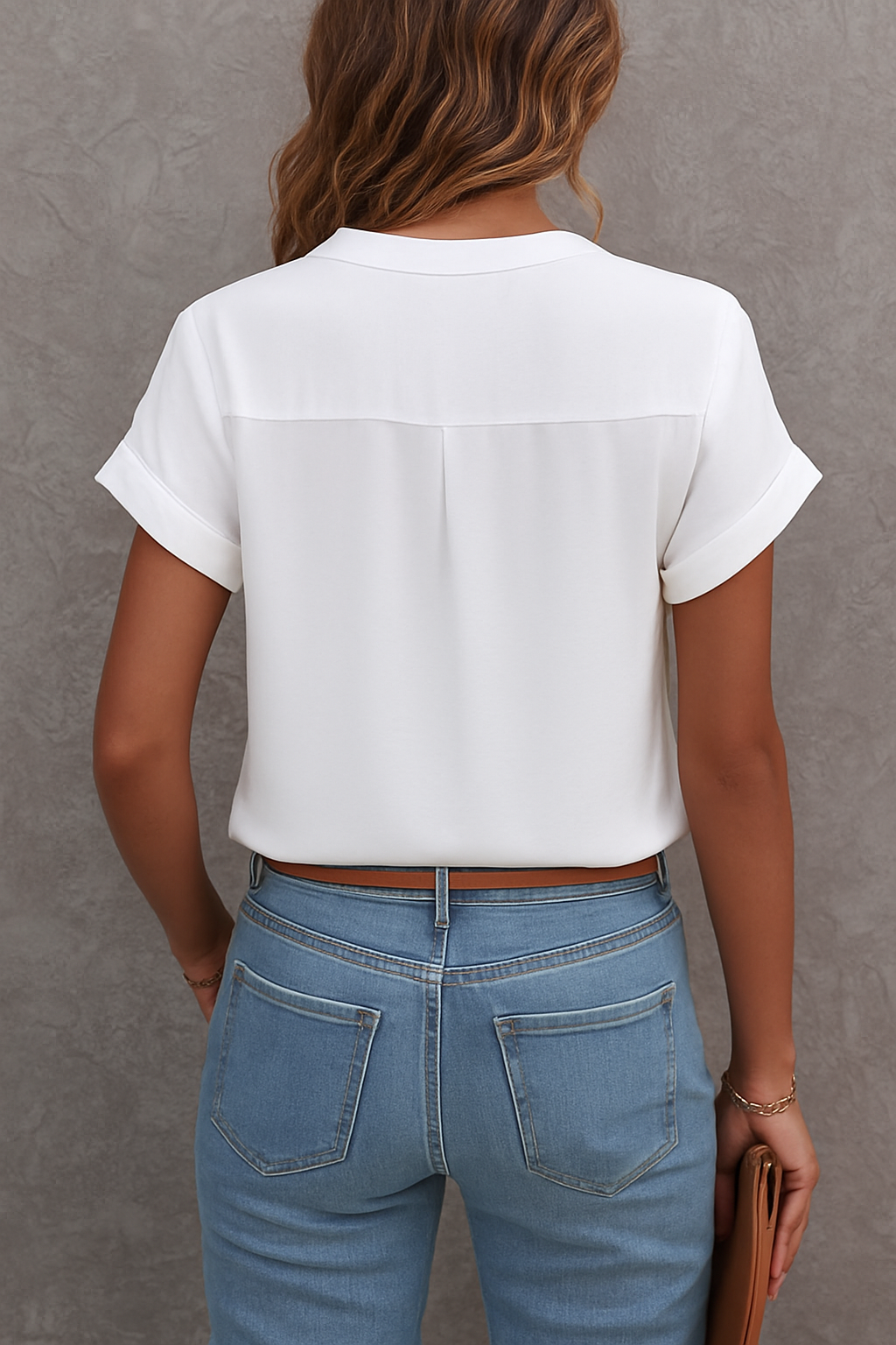 Womens White Button Up Shirt Blouse