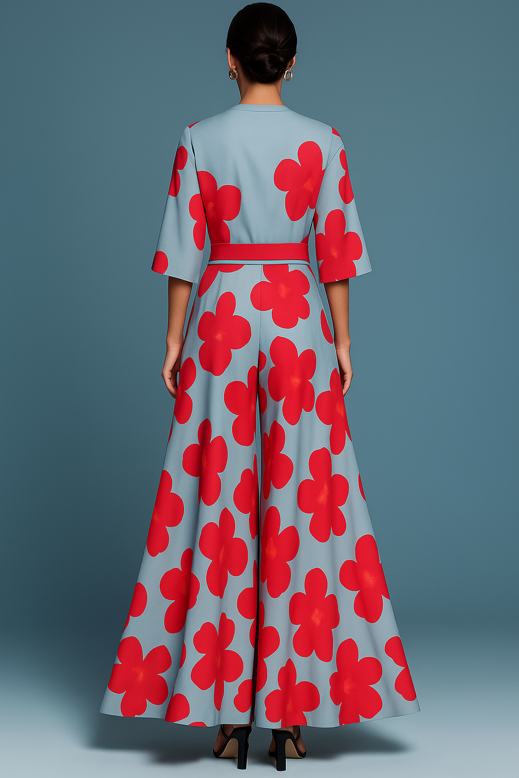 Womens Floral Print Maxi Gala Dress