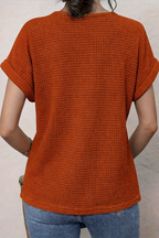 Round Neck Top Lace Trim Short Sleeve