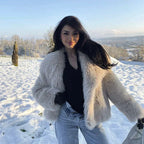 Faux Fur Winter Coat Plush Soft Warm Look Cosy