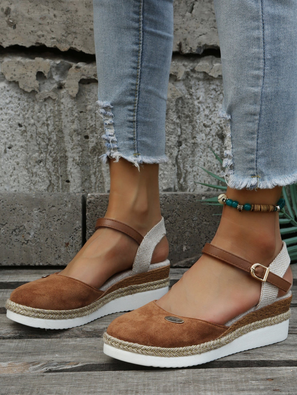 Suede Espadrille Wedge Sandals