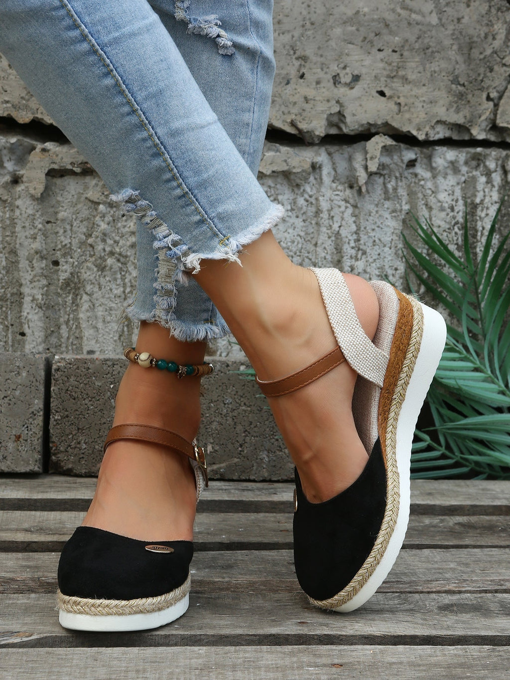 Suede Espadrille Wedge Sandals