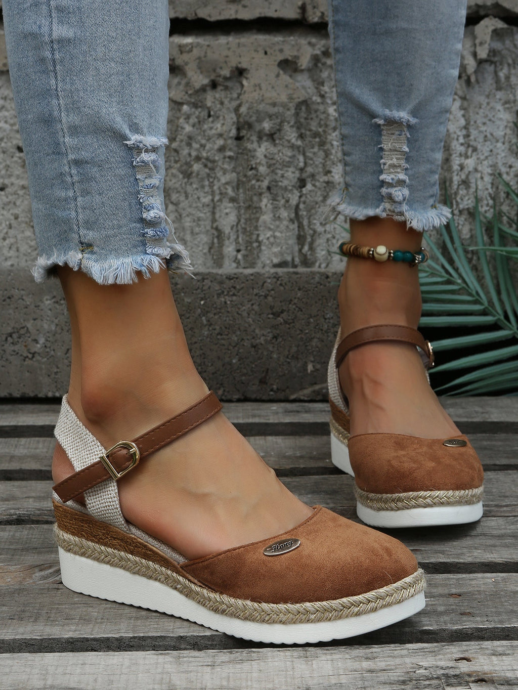 Suede Espadrille Wedge Sandals