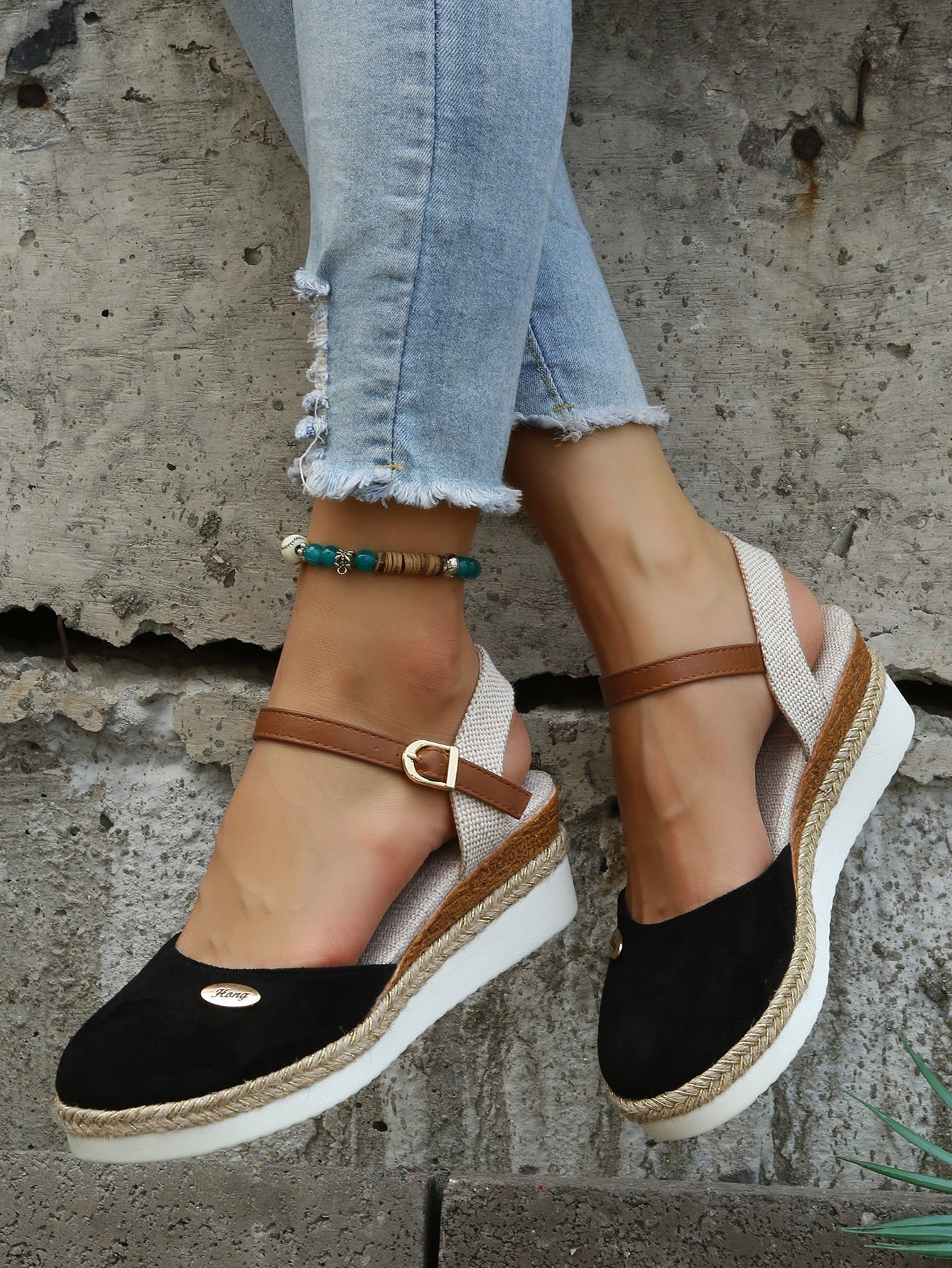 Suede Espadrille Wedge Sandals