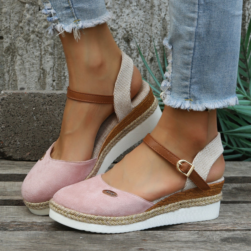 Suede Espadrille Wedge Sandals