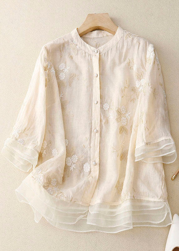 Floral Embroidered Blouse Loose Fit