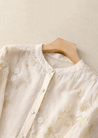 Floral Embroidered Blouse Loose Fit