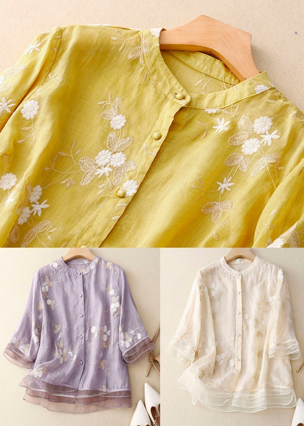 Floral Embroidered Blouse Loose Fit