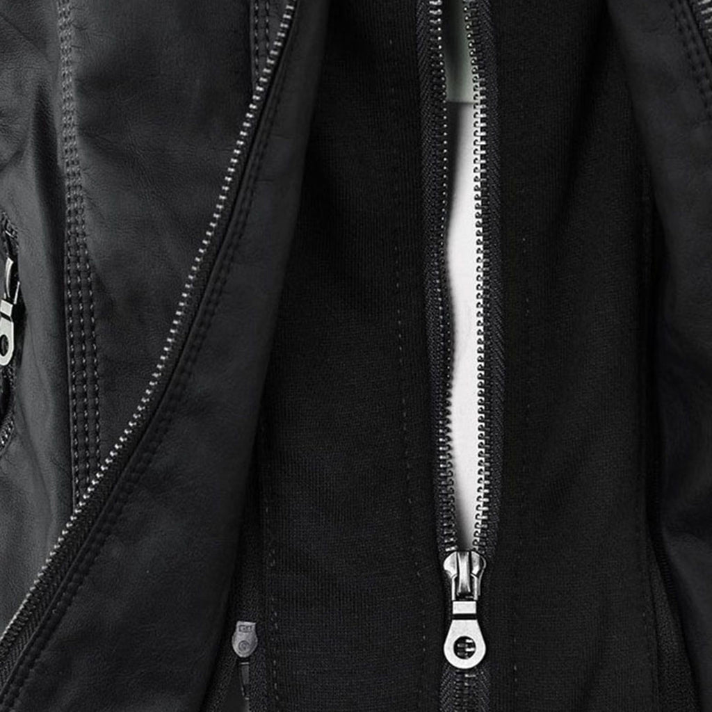 Women's Faux Leather Jacket Hooded Water Repellent